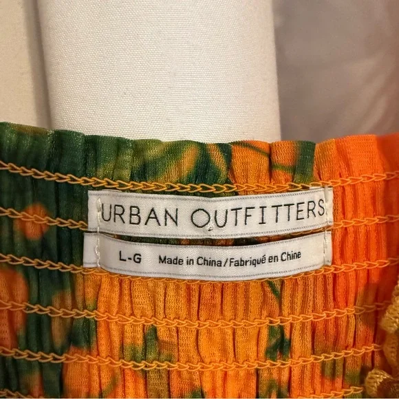 Urban Outfitters Audrey Mesh Floral Mini Dress Ruched Straps Size Large - Picture 2 of 10